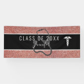 Nurse Abschluss Caduceus Rose Gold Glitzer Banner (Horizontal)