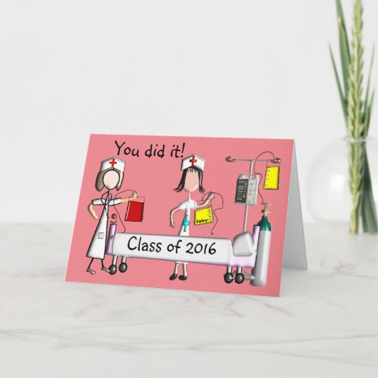 Nurse Abschluss Cards Class of 2016 Pink Karte (Vorderseite)