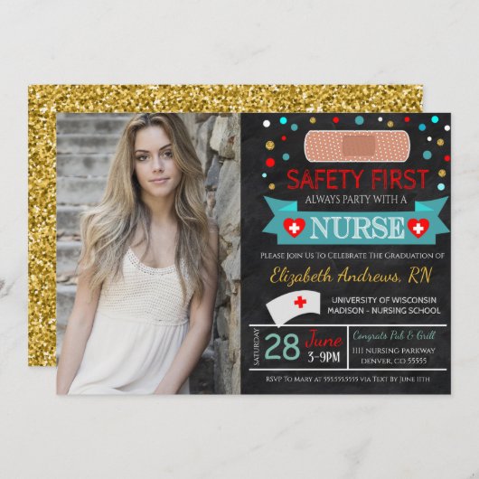 Nurse Abschluss Celebration Einladung (Vorne/Hinten)