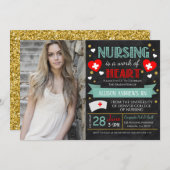 Nurse Abschluss Celebration Einladung (Vorne/Hinten)