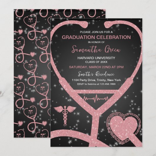 Nurse Abschluss Einladung (Vorne/Hinten)