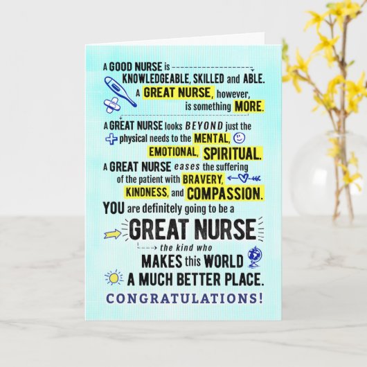 Nurse Abschluss Glückwunsch Karte (Gelbe Blume)