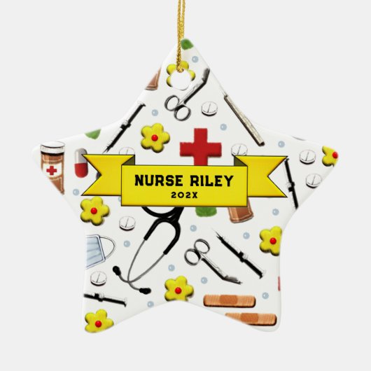 Nurse Abschluss Keramik Ornament (Vorne)