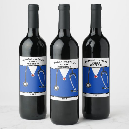 Nurse Abschluss Nursing School Weinkarte Weinetikett (Flaschen)