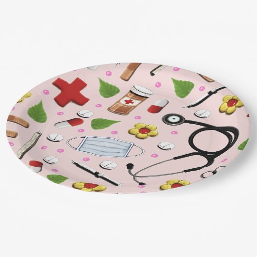 Nurse Abschluss Pappteller (Schrägansicht)