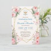 Nurse Abschluss RN Nursing Graduate Floral Einladung (Stehend Vorderseite)