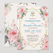 Nurse Abschluss RN Nursing Graduate Floral Einladung (Vorne/Hinten)