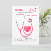 Nurse Abschluss Rosa Einladung (Stehend Vorderseite)
