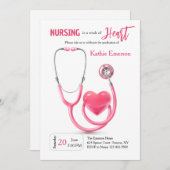 Nurse Abschluss Rosa Einladung (Vorne/Hinten)