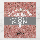 Nurse Abschluss Rose Gold Glitzer Personalisiert Weinetikett (Einzelnes Label)