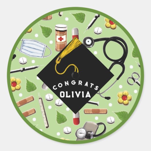 Nurse Abschluss Runder Aufkleber (Vorderseite)