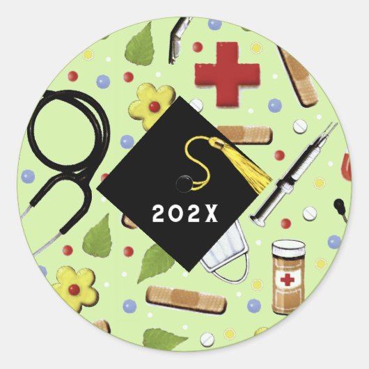 Nurse Abschluss Runder Aufkleber (Vorderseite)