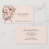 Nurse Adult Caregiver Floral Stethoscope Visitenkarte (Vorne/Hinten)