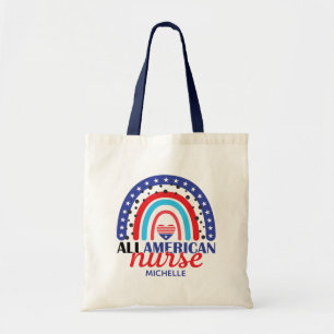 Nurse All American Flag Rainbow Name Tragetasche