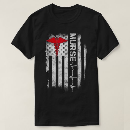 Nurse American Flag ER PACU L&D PICU Registriert R T-Shirt (Design vorne)