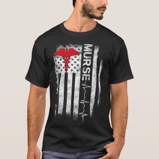 Nurse American Flag ER PACU L&D PICU Registriert R T-Shirt