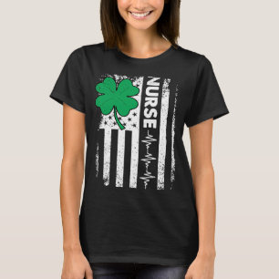 Nurse American Flag Kleeblatt St Patricks Day Nurs T-Shirt