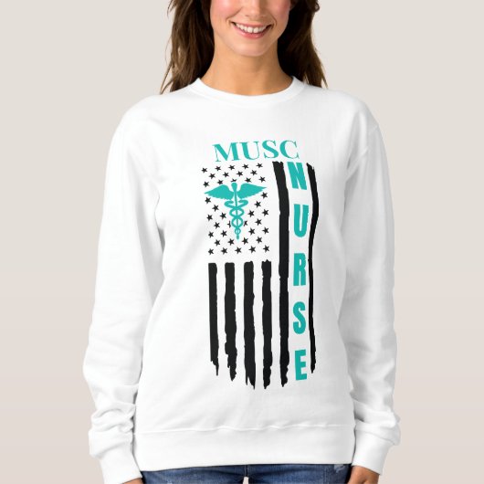 Nurse American Flag Name Caduceus Sweatshirt (Vorderseite)