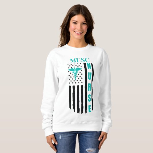 Nurse American Flag Name Caduceus Sweatshirt (Vorne ganz)
