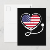 Nurse American Flag Stethoscope Women 4th July Postkarte (Vorne/Hinten)