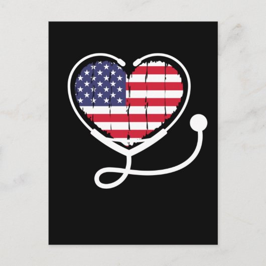 Nurse American Flag Stethoscope Women 4th July Postkarte (Vorderseite)