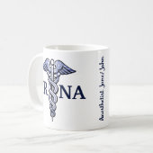 Nurse Anästhesist Caduceus Anpassbarer Name 11oz Kaffeetasse (Vorderseite Links)
