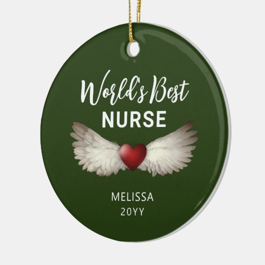 Nurse Angel Wings Heart Keepake Name Weihnachten Keramik Ornament (Links)