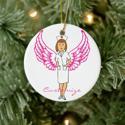 Nurse Angel Wings Thunder_Cove Keramik Ornament (Baum)