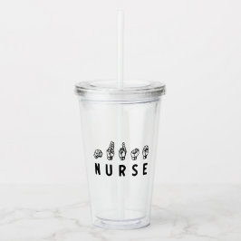 Nurse ASL Handzeichen Sprache Pflege Grad RN Gesch Acryltrinkbecher