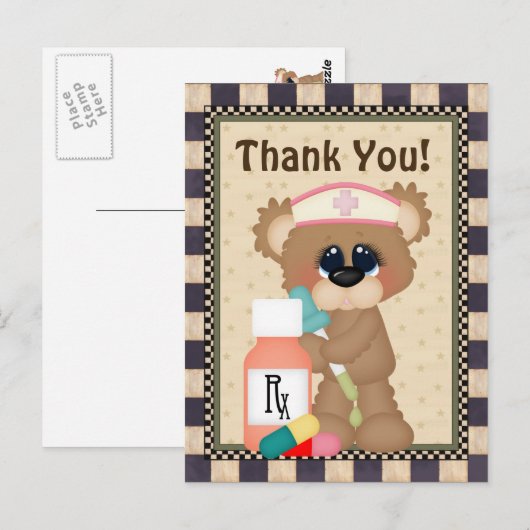 Nurse Bear Danke, Postkarte (Vorne/Hinten)
