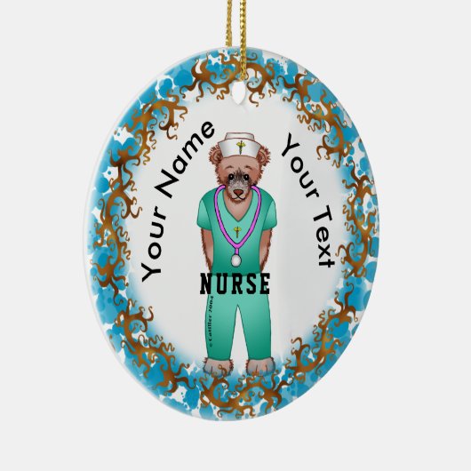 Nurse Bear rund Ornament (Rechts)