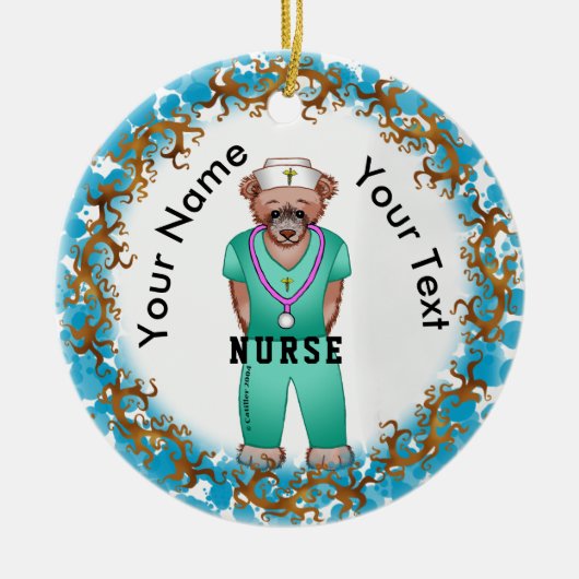 Nurse Bear rund Ornament (Vorne)