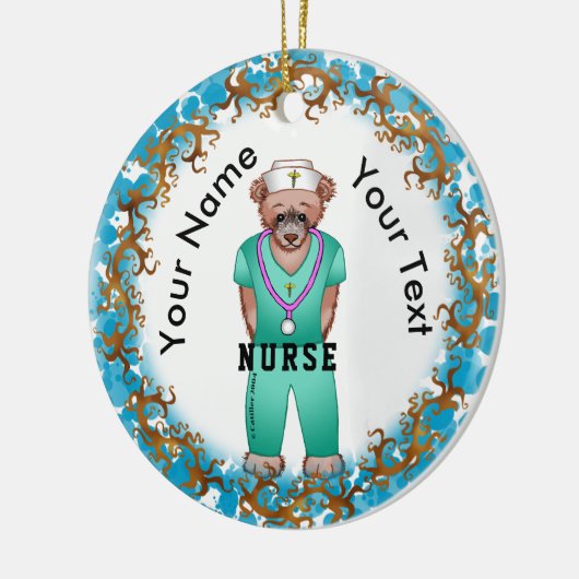 Nurse Bear rund Ornament (Links)
