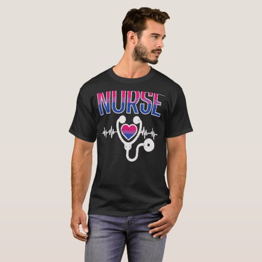 Nurse Bisexual Stethoscope Bi Pride Stuff Flag Lgb T-Shirt (Vorne ganz)