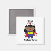 Nurse Black Kawaii Super Hero Personalize Magnet (Vorderseite/Rückseite)
