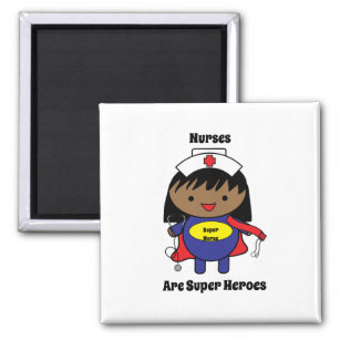 Nurse Black Kawaii Super Hero Personalize Magnet