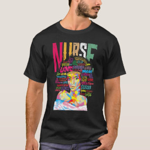 Nurse Black Woman Magic Afro Melanin Queen Black H T-Shirt