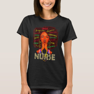 Nurse Black Woman Magic Afro Melanin Queen Black H T-Shirt