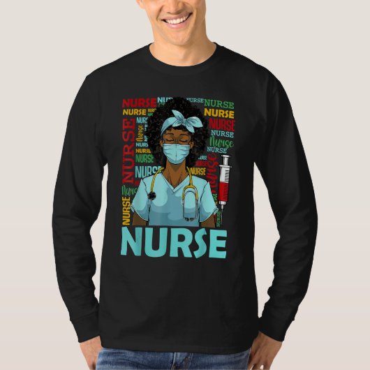 Nurse Black Women Black History Afro African Pride T-Shirt (Vorderseite)