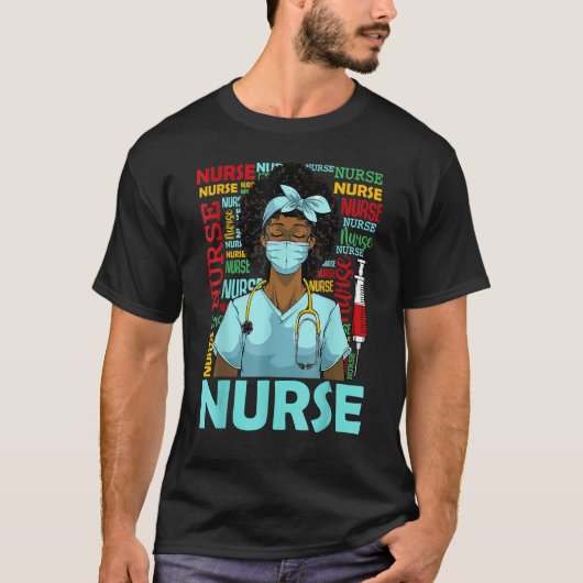 Nurse Black Women Black History Afro African Pride T-Shirt (Vorderseite)