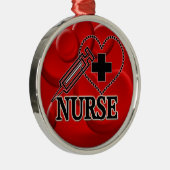 NURSE BLUTZELLEN SYRINGE HERZLOGO SILBERNES ORNAMENT (Rechts)