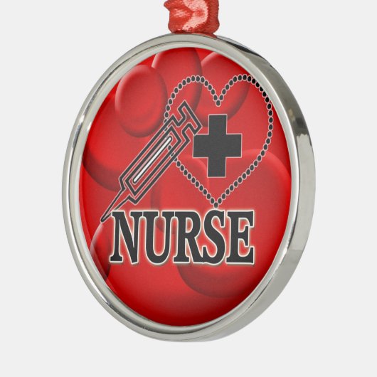 NURSE BLUTZELLEN SYRINGE HERZLOGO SILBERNES ORNAMENT (Links)