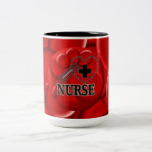 NURSE BLUTZELLEN SYRINGE HERZLOGO ZWEIFARBIGE TASSE (Mittel)