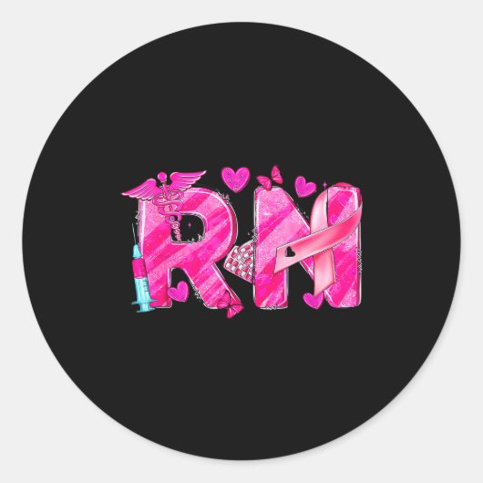 Nurse Breast Cancer Awareness Nk Ribbon Nursing Rn Runder Aufkleber (Vorderseite)