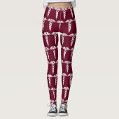 Nurse Burgundy Red Medical Caduceus Pattern Leggings (Vorderseite)