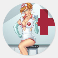Nurse Button-up Art Red Head Kunst von Al Rio