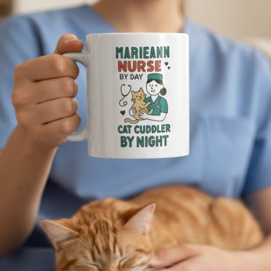 Nurse by Day Cat Cuddler by Night – Cute Pet Lovin Kaffeetasse