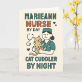 Nurse by Day Cat Cuddler by Night – Cute Pet Lovin Karte (Gelbe Blume)