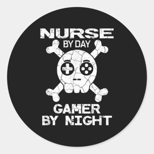 Nurse By Day Gamer By Night - Gaming Quote Runder Aufkleber (Vorderseite)