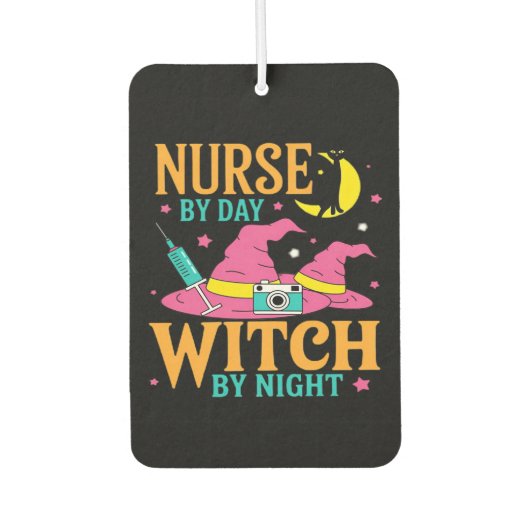 Nurse by Day, Witch by Night Cat Halloween Classic Autolufterfrischer (Vorderseite)